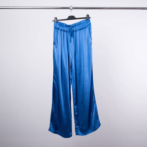 Satin viscose pants 1585771: Navy Blue