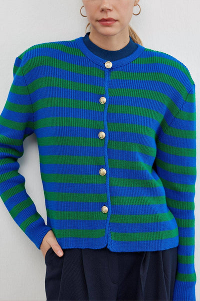 Striped Knit Cardigan Green: SDT