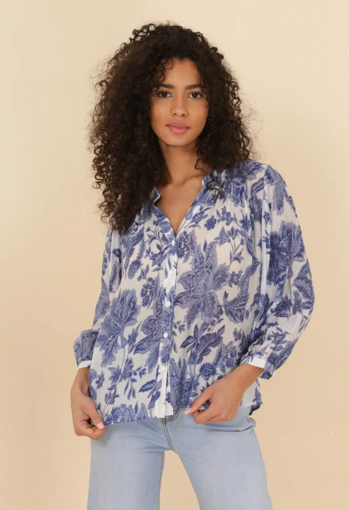 Indigo Floral Top