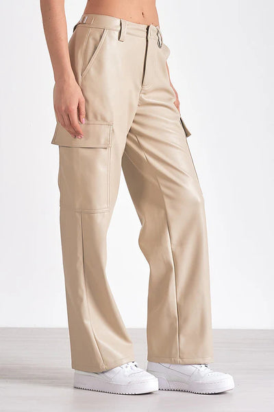 Mantio Leather Cargo Pant Beige