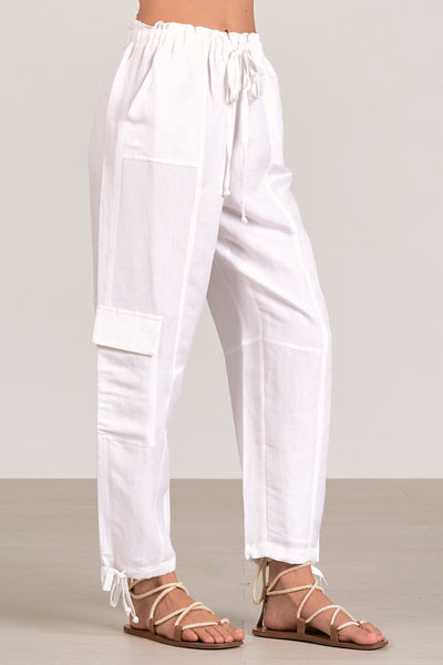 White Linen Cargo Pant