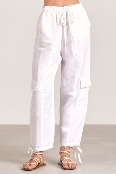 White Linen Cargo Pant