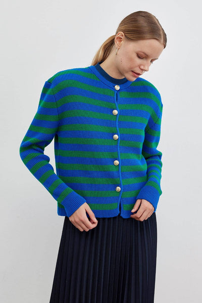 Striped Knit Cardigan Green: SDT