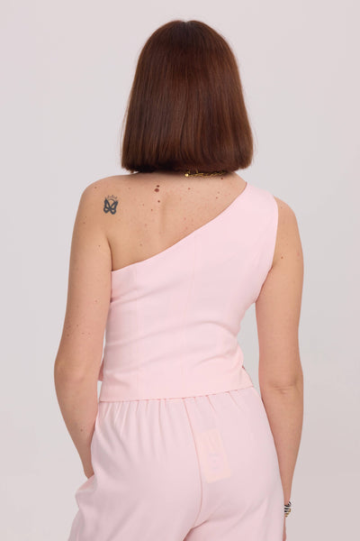 Asymmetrical Sleeveless Vest in Pink