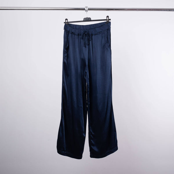 Satin viscose pants 1585771: Navy Blue