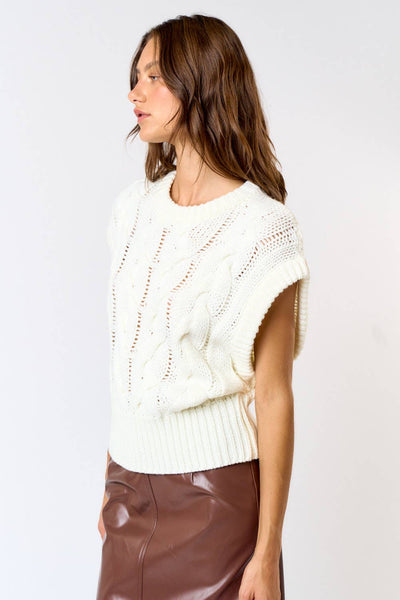 TWISTED CABLE KNIT SWEATER VEST TOP