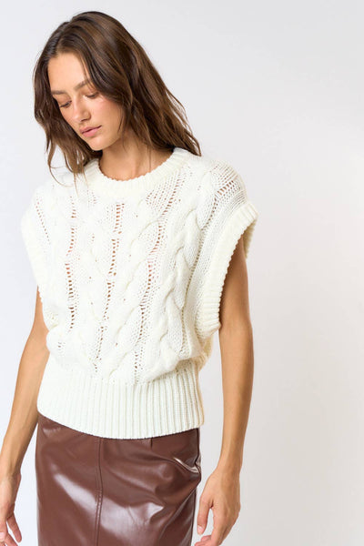 TWISTED CABLE KNIT SWEATER VEST TOP