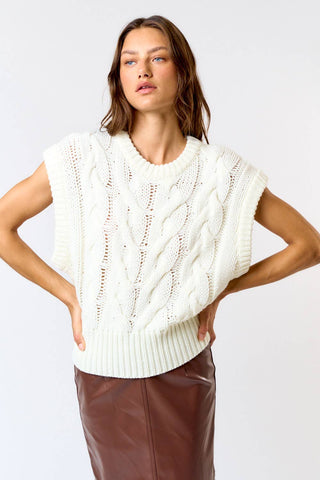 TWISTED CABLE KNIT SWEATER VEST TOP