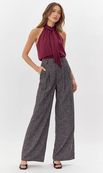 Herringbone Wide Leg Trouser