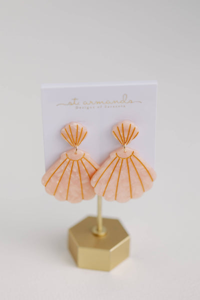 Pink Tortoise Statement Shell Earrings