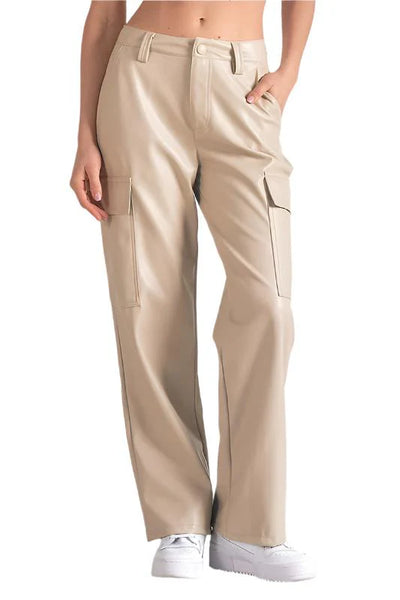 Mantio Leather Cargo Pant Beige