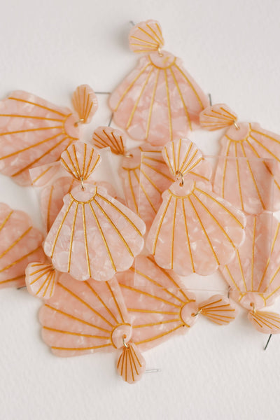 Pink Tortoise Statement Shell Earrings