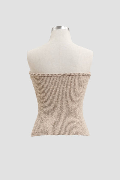 BRAIDED-TRIM SLEEVELESS SWEATER TOP