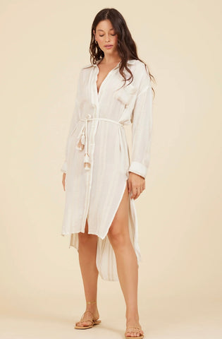 Gold / White Button Up Dress SG 24