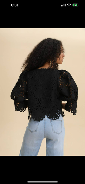 Selena lace crop blouse