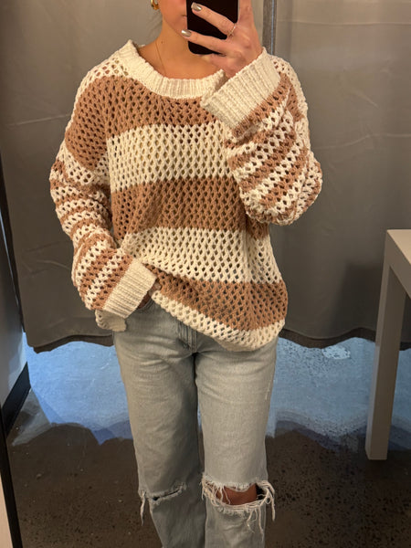 VH Striped Open Knit Sweater