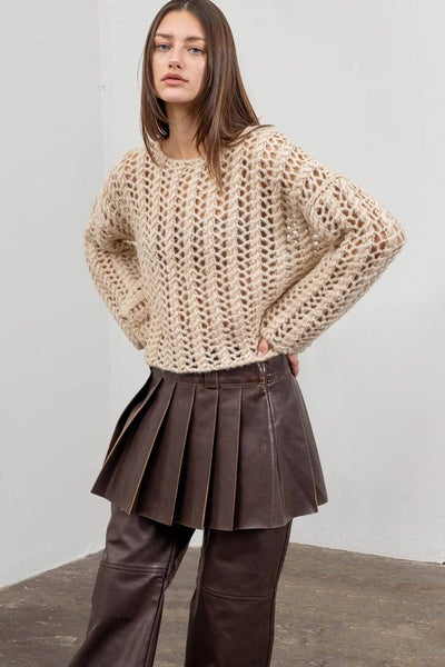 OPEN KNIT PULLOVER SWEATER