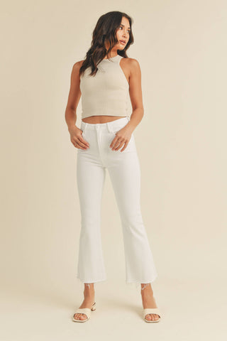 High Rise Tonal Crop Flare white