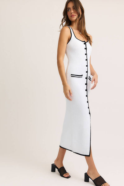 NICOLA BUTTON UP SLEEVELESS MAXI KNIT DRESS