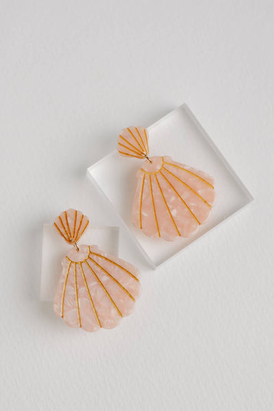 Pink Tortoise Statement Shell Earrings