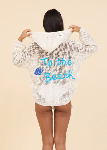 To The Beach Crochet Hoodie