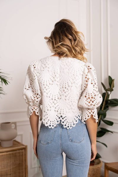 Selena lace crop blouse