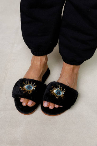 BEADED EVIL EYE SLIPPERS