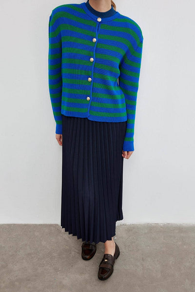 Striped Knit Cardigan Green: SDT