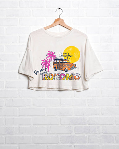 The Beach Boys Postcard Off White Cropped Graphic Tee