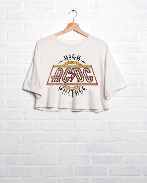 ACDC High Voltage Flower Off White Cropped Graphic Tee