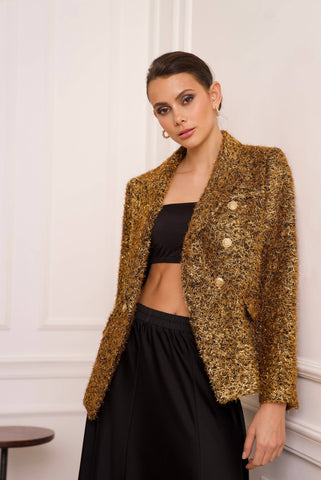 Festive fitted glitter blazer