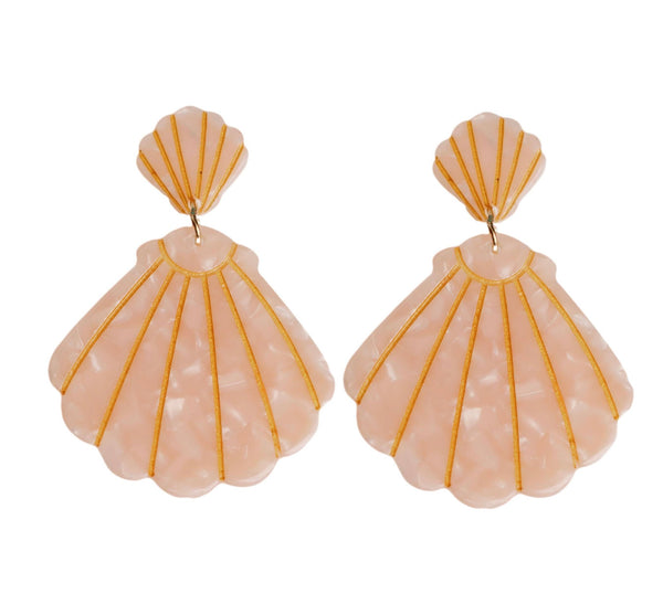 Pink Tortoise Statement Shell Earrings