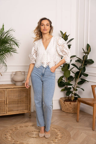 Selena lace crop blouse